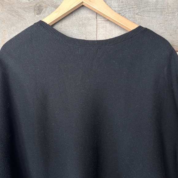 Quince Lightweight Cotton Cashmere Link Stitch Dolman Sweater L Black Drape - Picture 10 of 12